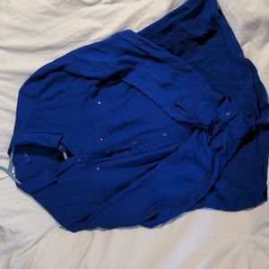 Medium blue women's button up shirt